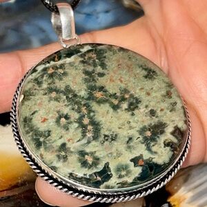 Large Greenish Brown Ocean Jasper Pendant 2 1/4”